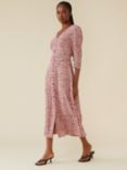Finery Cindy Animal Print Midi Dress, Pink/Multi