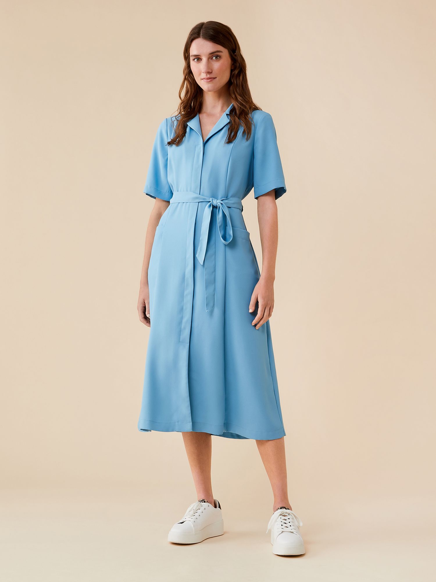 Finery Harmony Midi Shirt Dress, Bright Blue