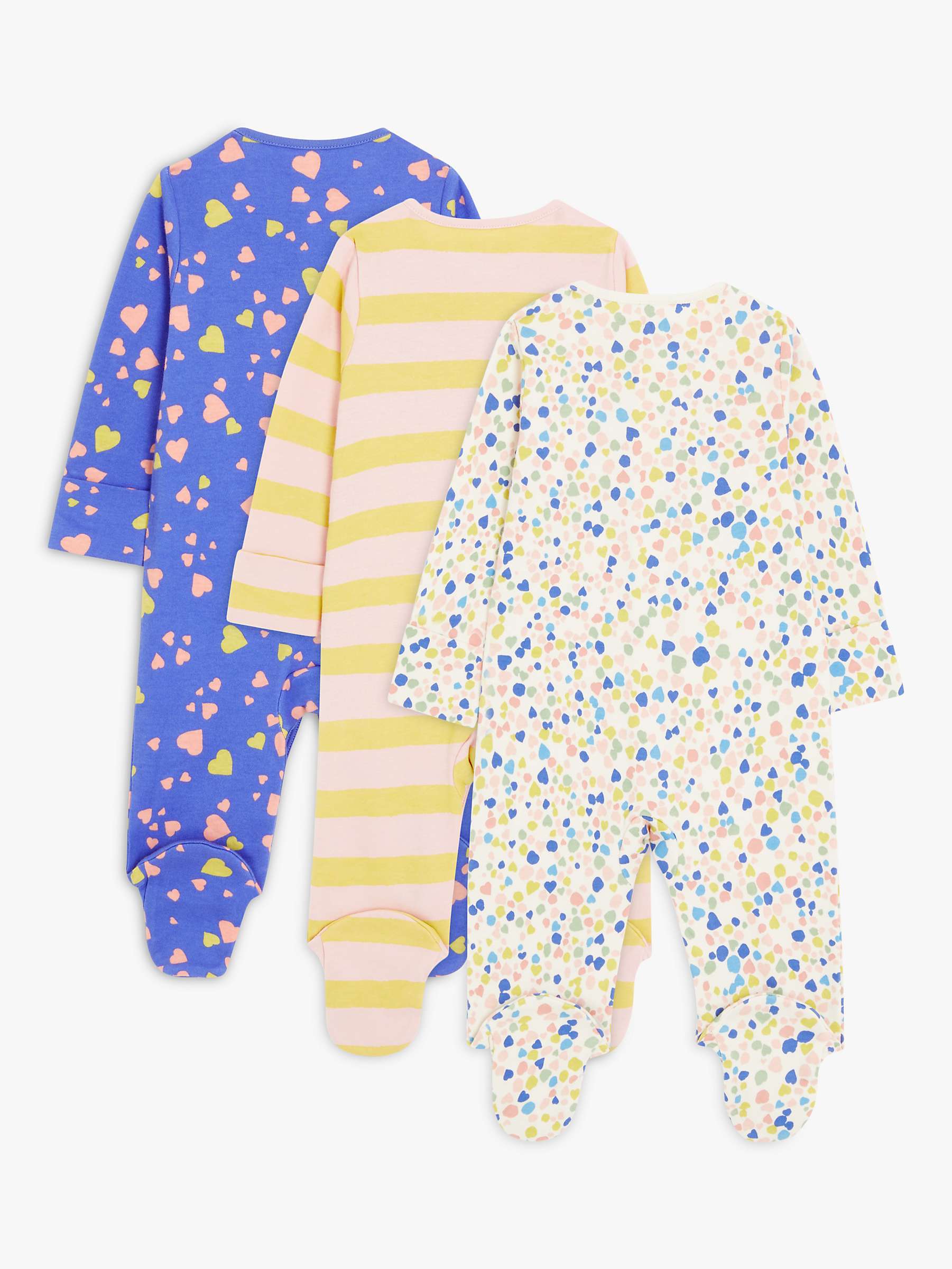 Buy John Lewis ANYDAY Baby Confetti/Heart/Stripe Sleepsuits, Pack of 3, Multi Online at johnlewis.com