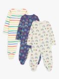 John Lewis ANYDAY Baby Rainbow Sleepsuits, Pack of 3, Multi