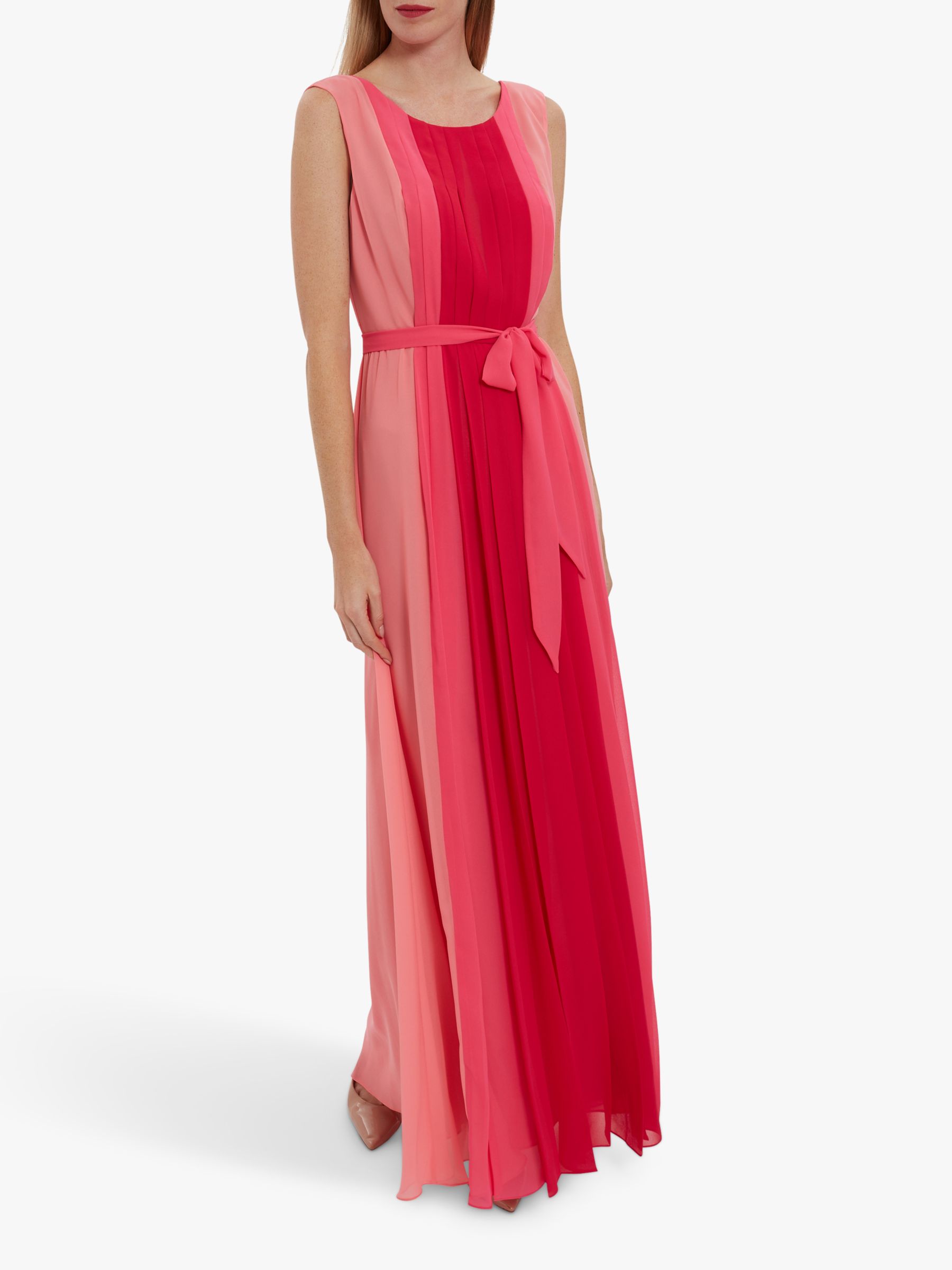 Gina Bacconi Janada Chiffon Maxi Dress, Hot Pink/Multi, 10
