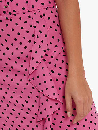 Gina Bacconi Fina Georgette Spot Wrap Dress, Pink/Black