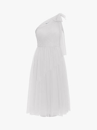 Gina Bacconi Hinda Spot Tulle Midi Dress, Off White