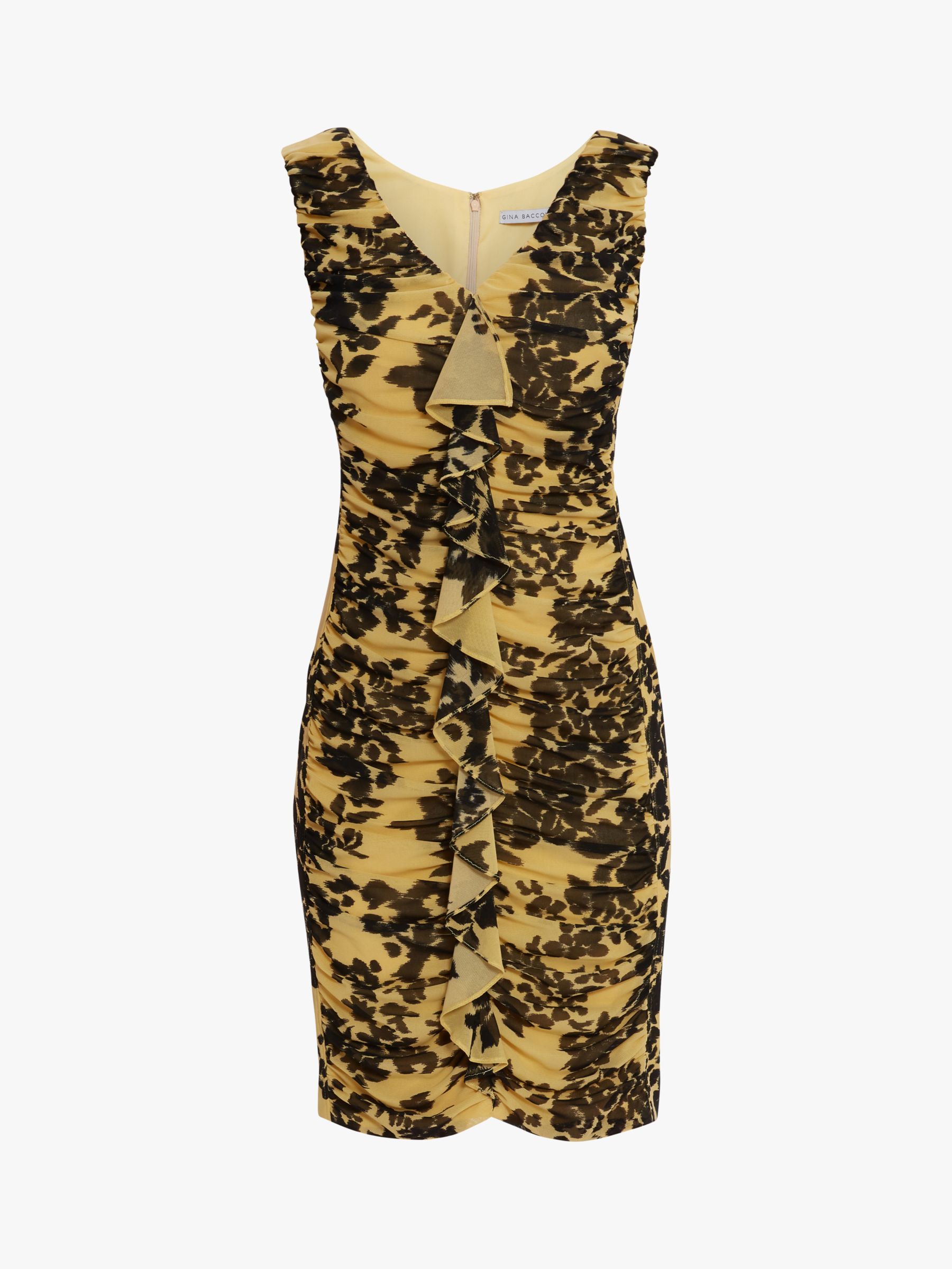 Gina Bacconi Joannie Floral Mesh Dress, Yellow/Black, 22