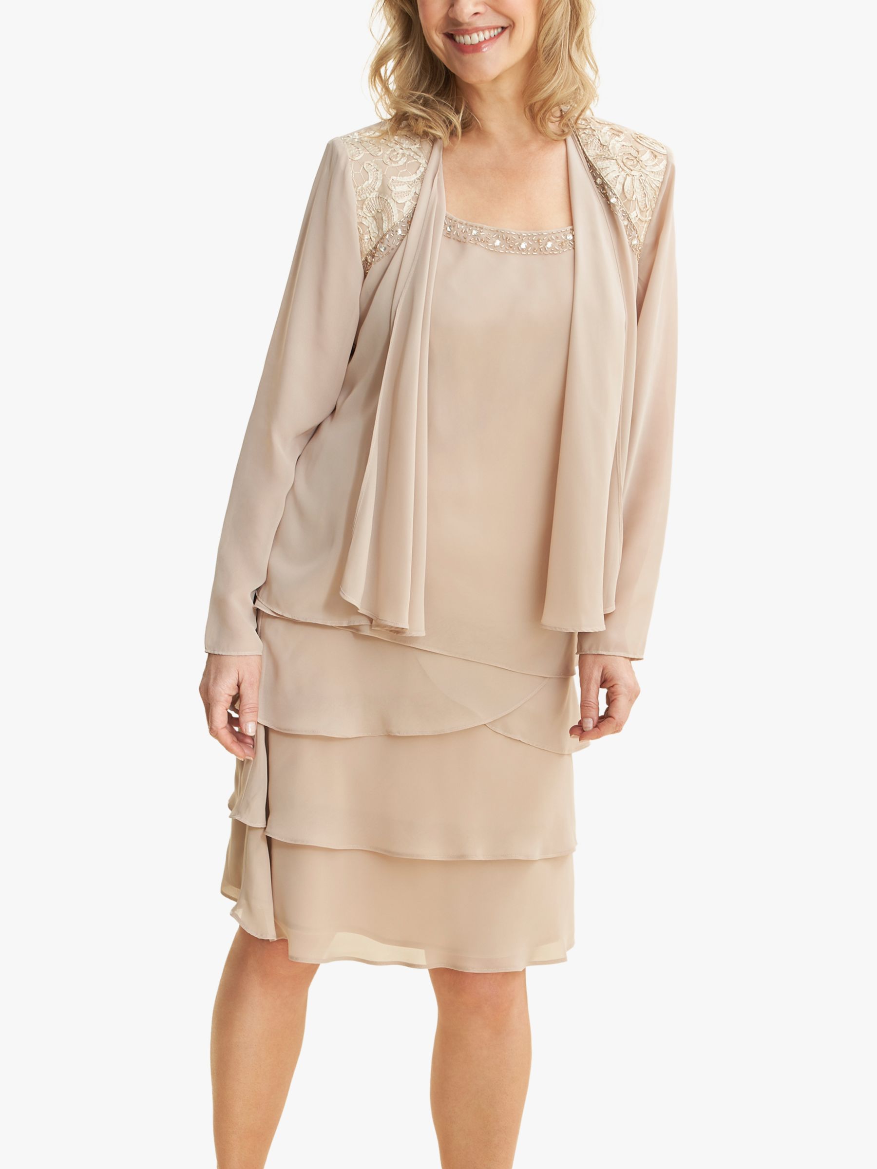 Buy Gina Bacconi Camira Lace Shoulder Bead Tier Jacket Dress Online at johnlewis.com