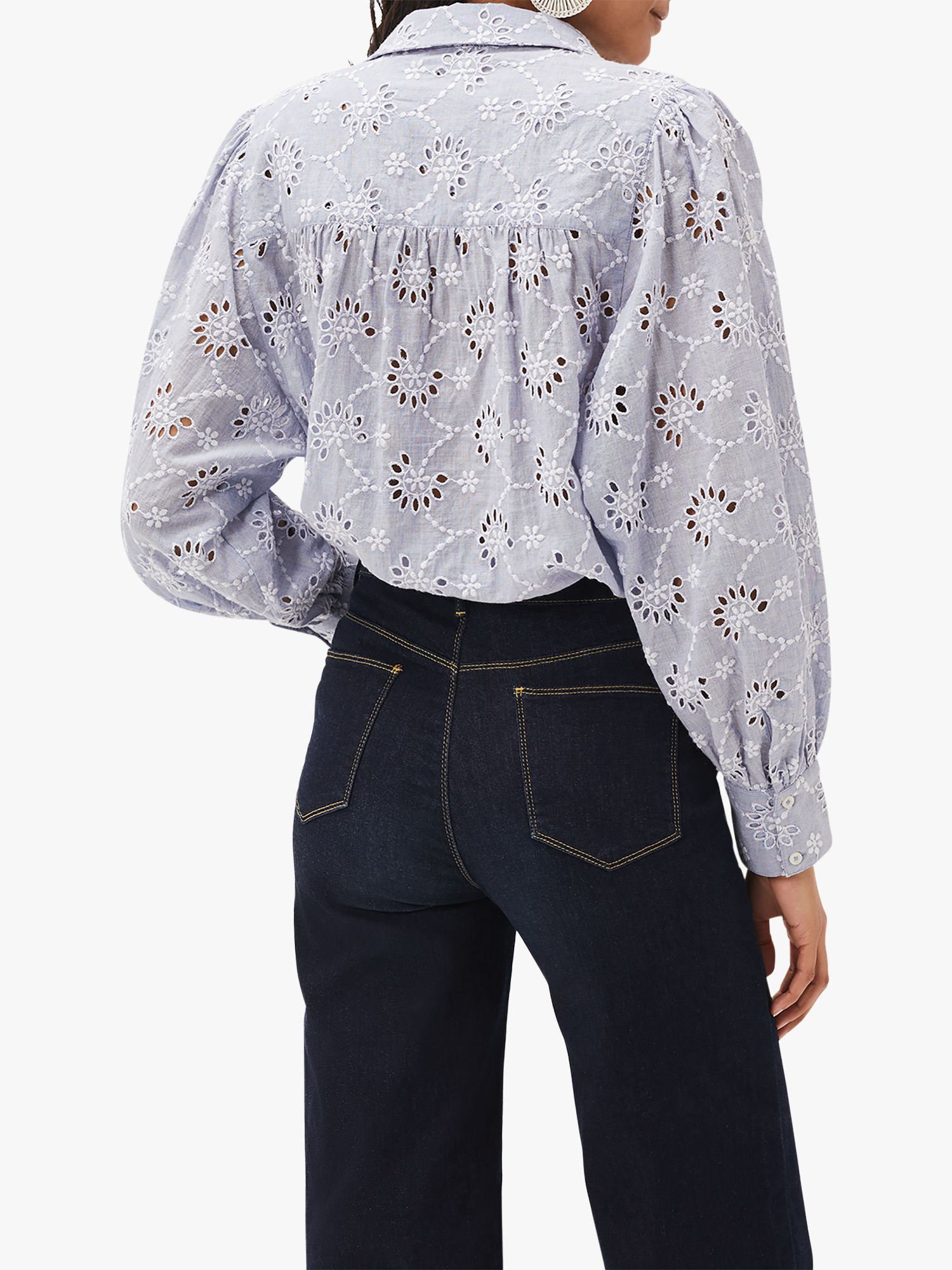 Phase Eight Amica Broderie Anglaise Blouse, Chambray