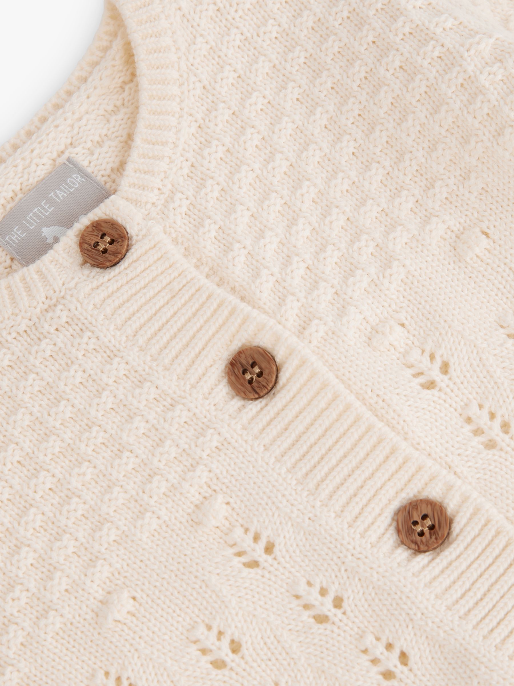 The Little Tailor Baby Pointelle Knit Cardigan, Pink, 0-3 months