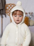 The Little Tailor Baby Cotton Pom Pom Coat, Cream