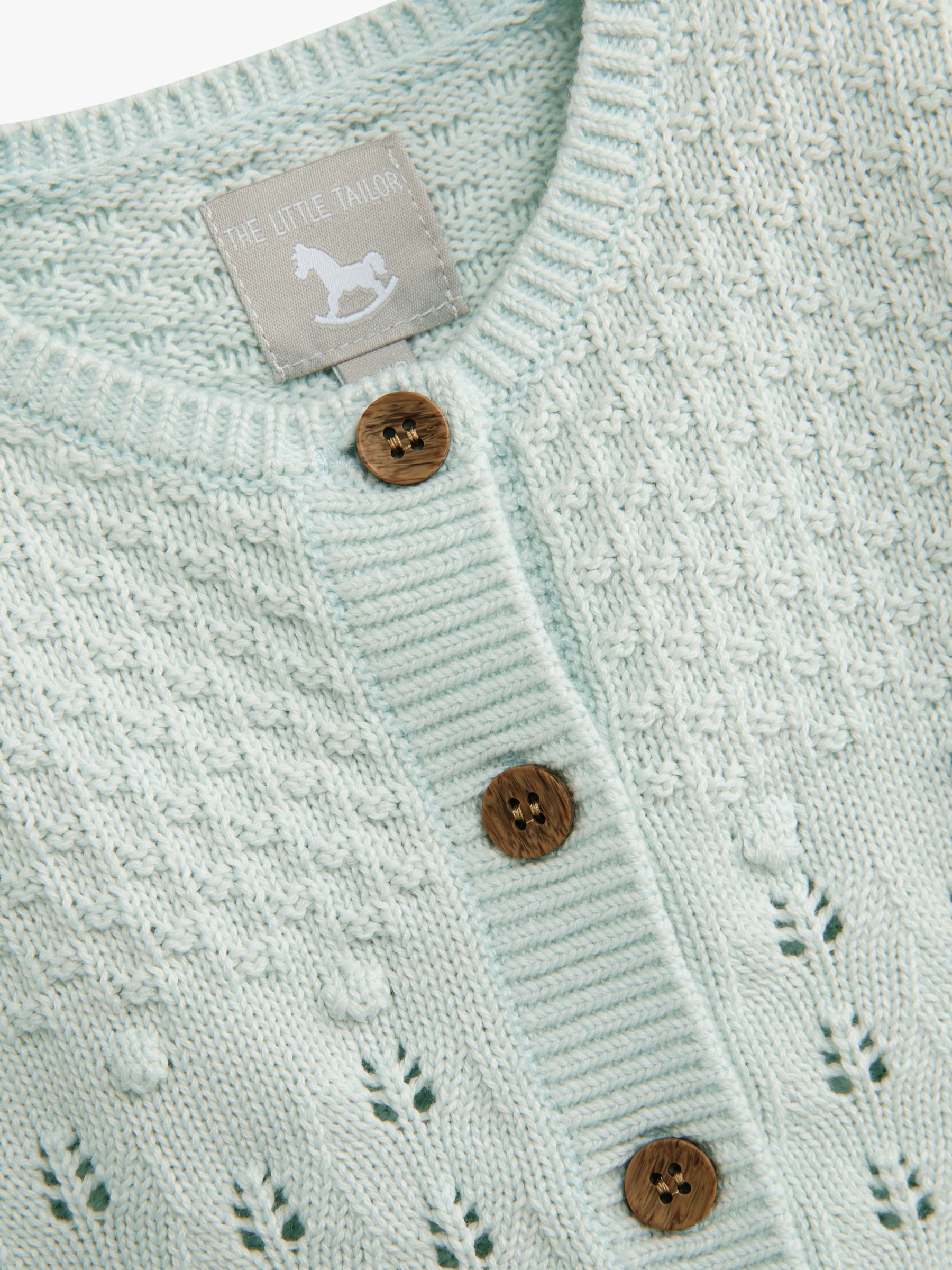 The Little Tailor Baby Pointelle Knit Cardigan, Blue at John Lewis &  Partners