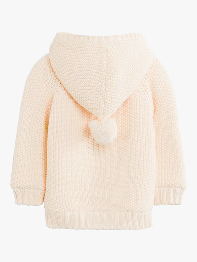The Little Tailor Plushed Lined Baby Cotton Pom Pom Coat, Pink