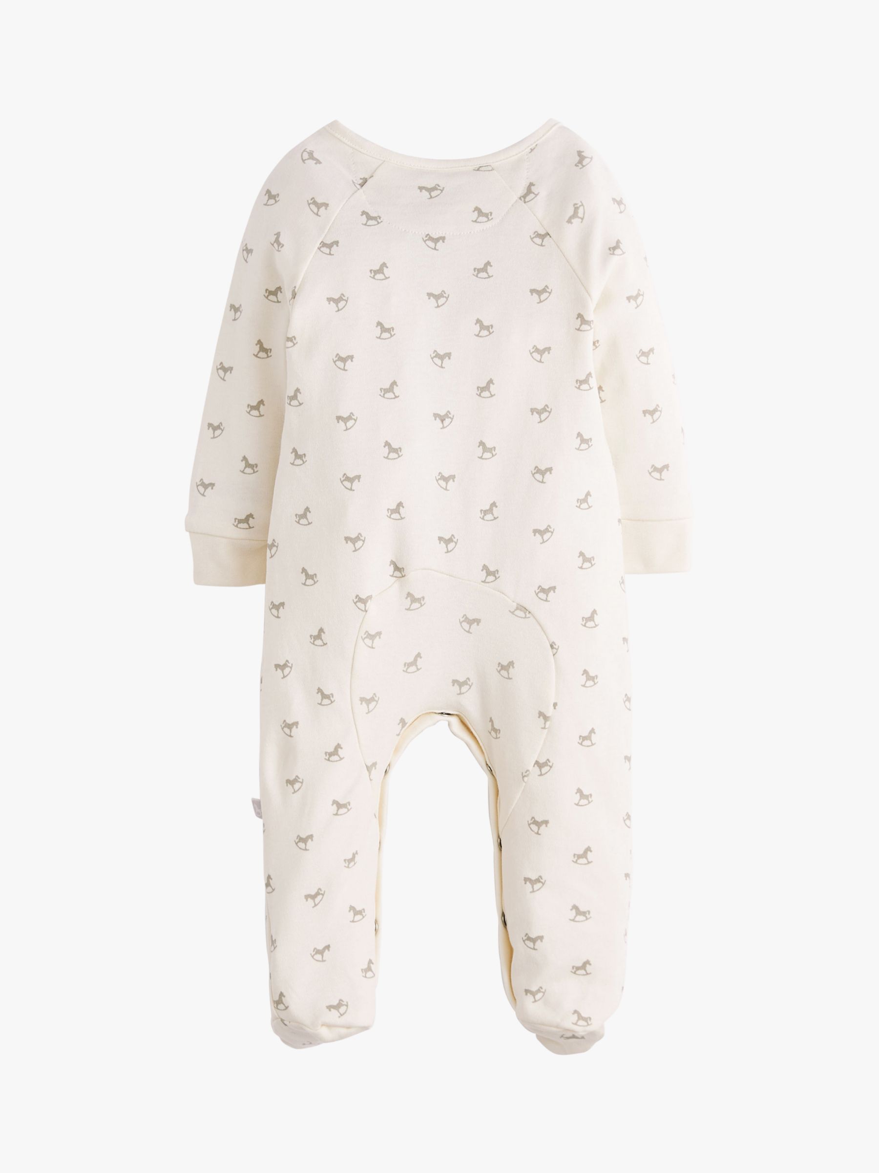 The Little Tailor Baby Cotton Rocking Horse Sleepsuit & Hat Set, Cream ...