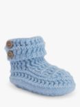 The Little Tailor Baby Button Knit Booties, Blue