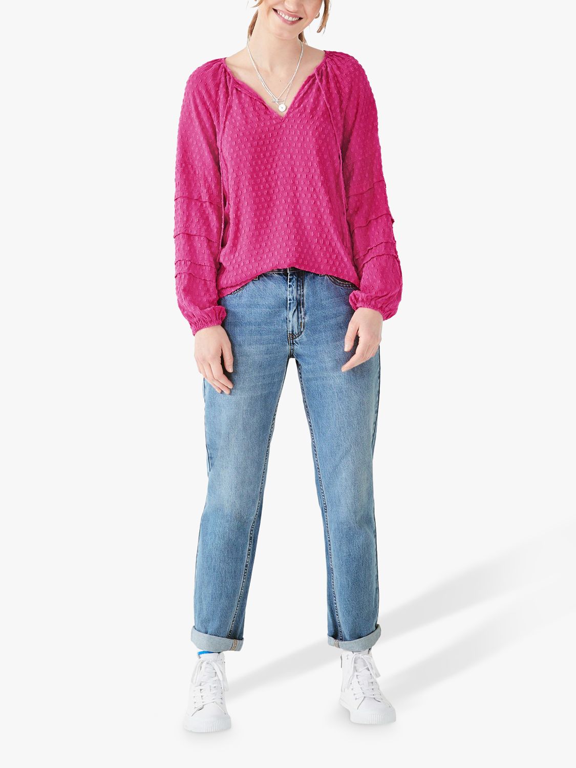 HUSH Randa Textured Lightweight Blouse, Fuchsia Pink, 4