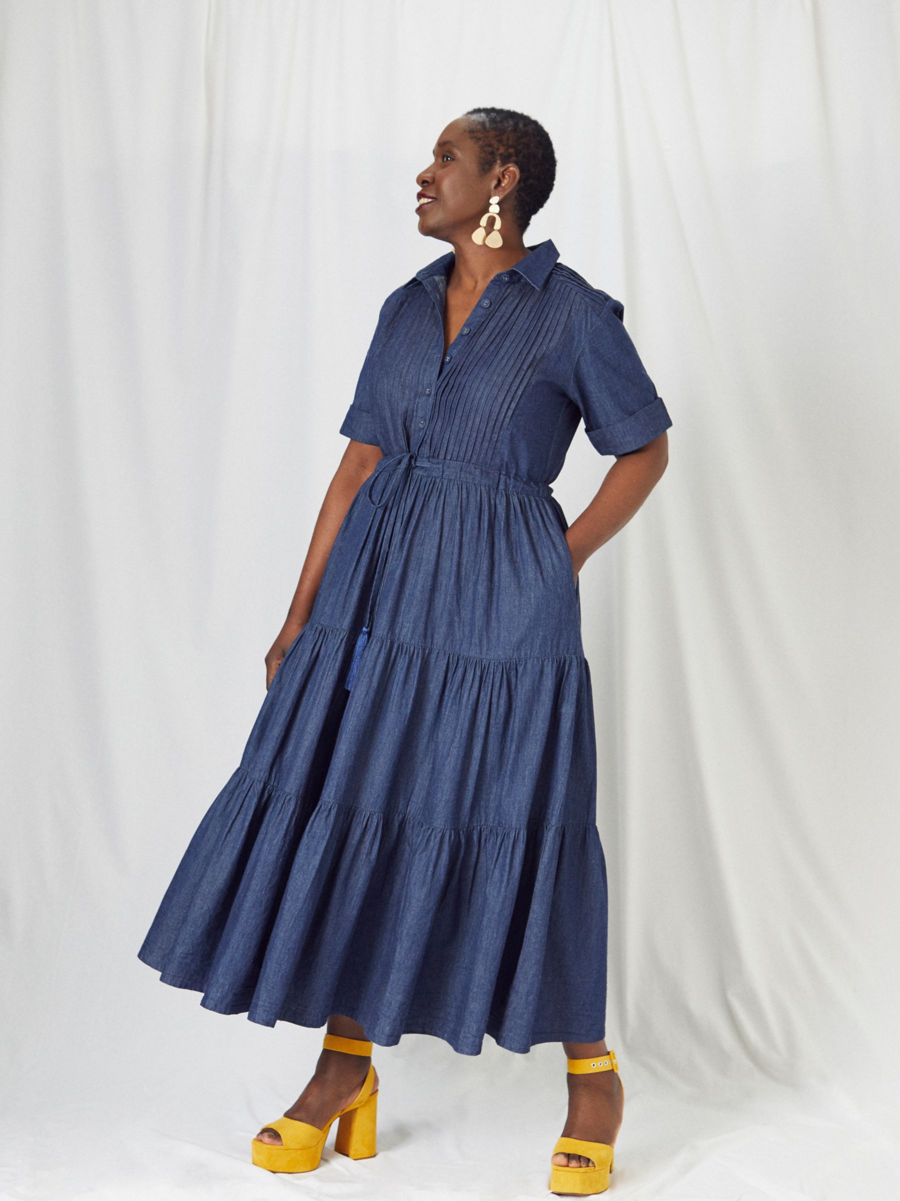 Kemi Telford Denim Pintuck Dress, Blue at John Lewis & Partners