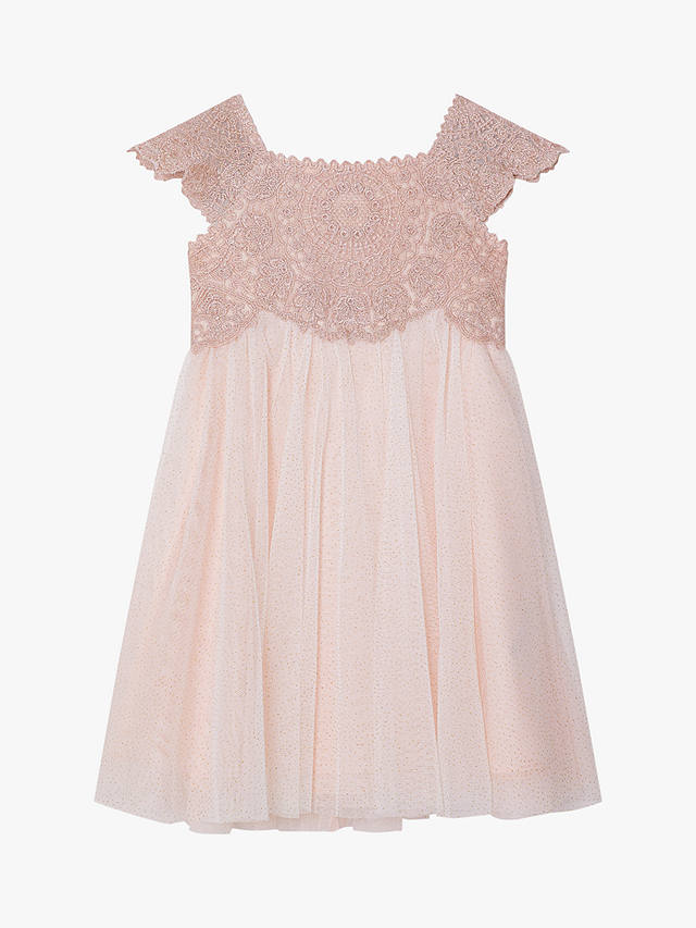 Monsoon Baby Estella Floral Embroidered Dress, Pink
