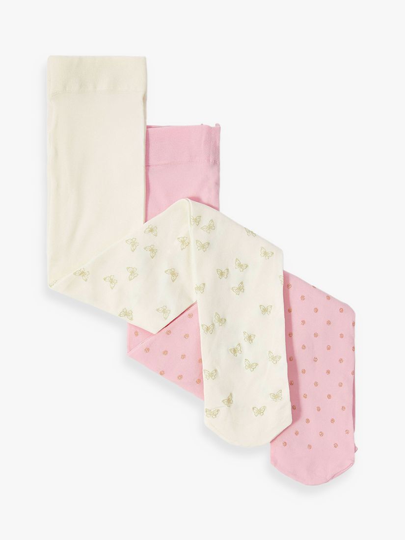 Monsoon Baby Glitter Tights, Pack of 2, Pink, 0-6 months