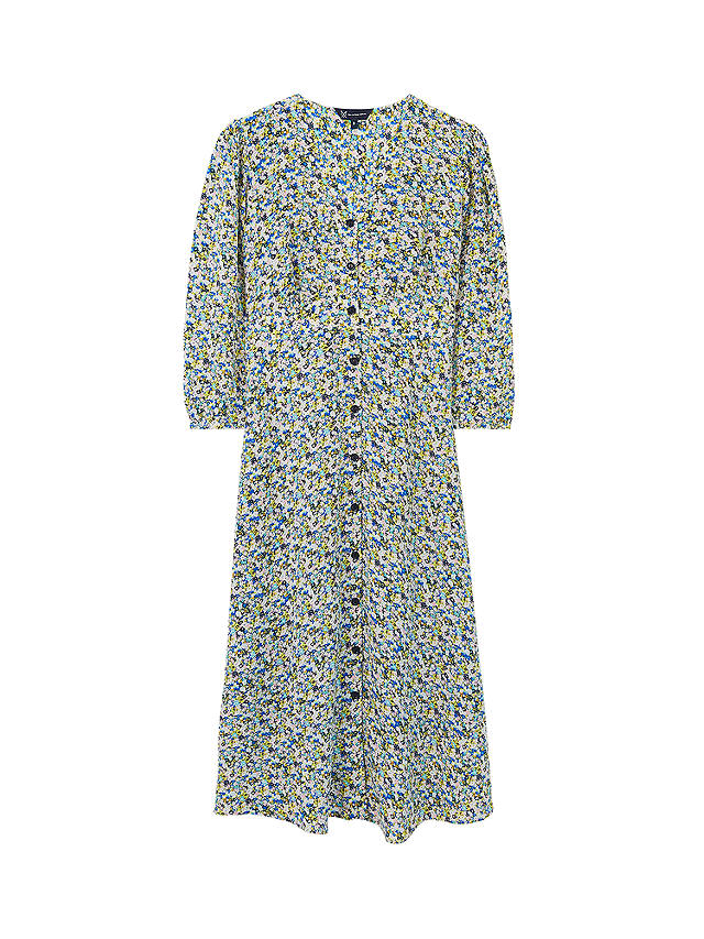 Crew Clothing Lauretta Floral Button Up Midi Dress, Blue/Multi at John ...