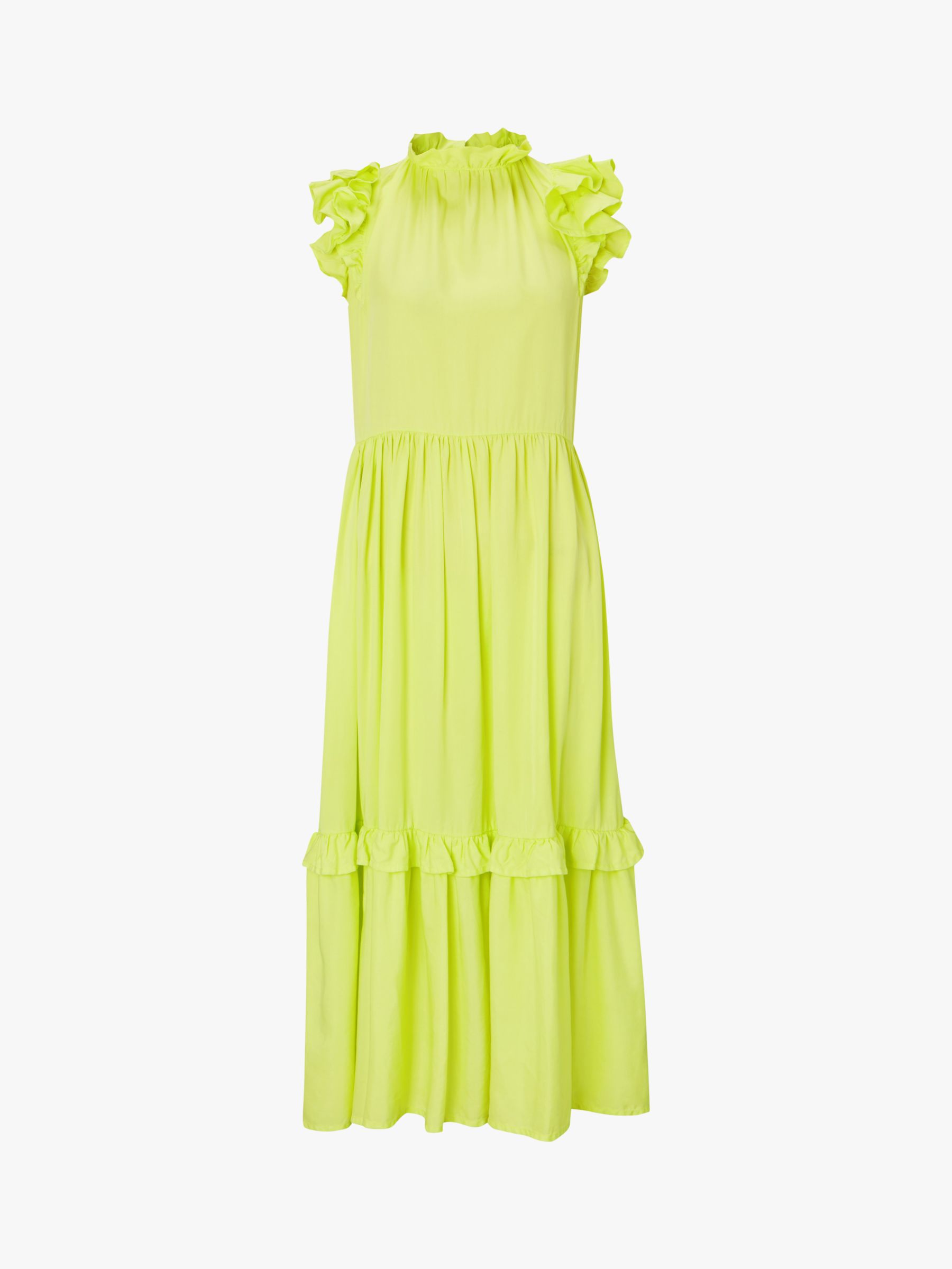 Buy Baukjen Farrah Ruffled Shoulder Midi Dress, Citrus Online at johnlewis.com