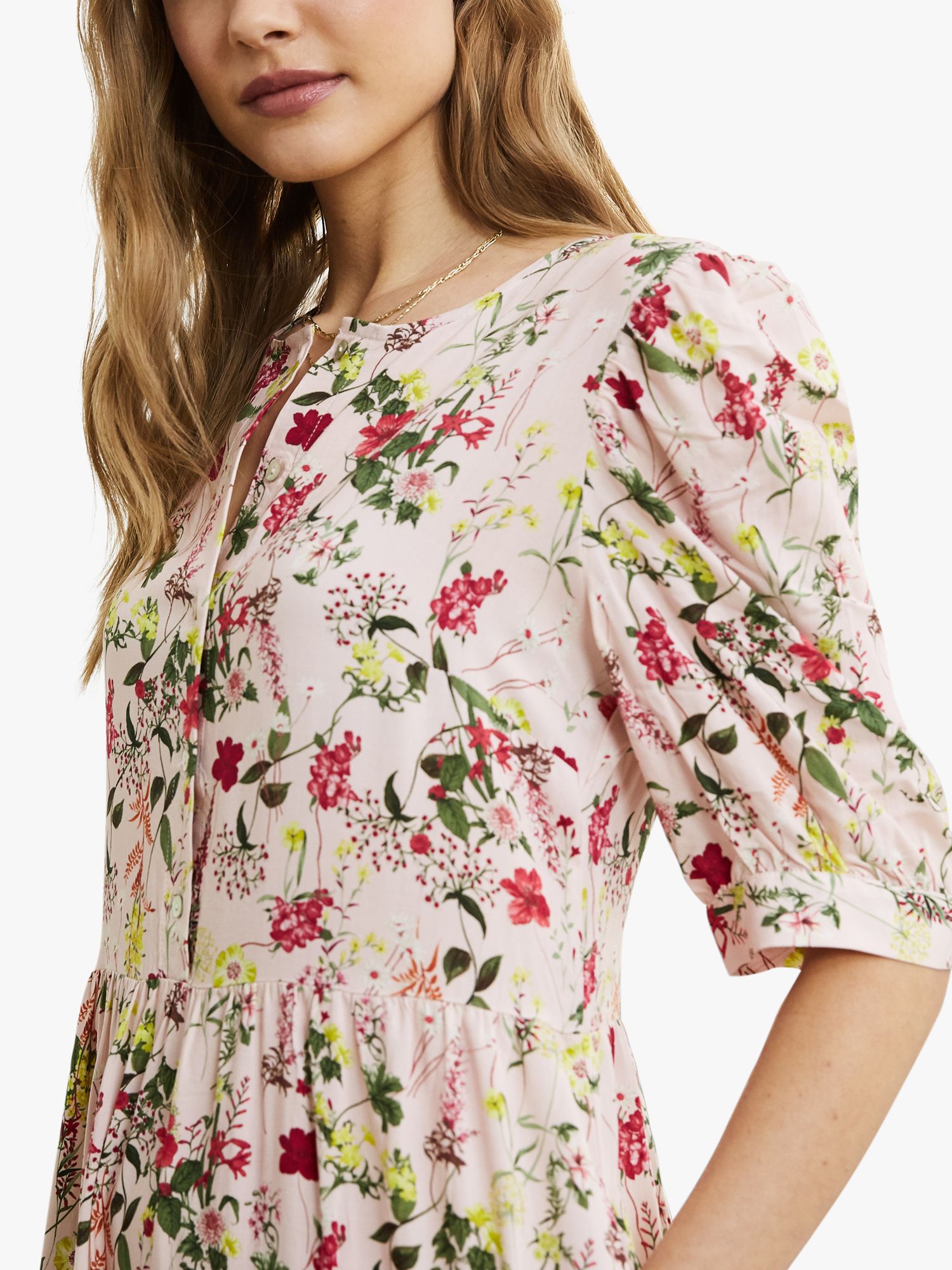 Buy Baukjen Jessica Floral Print Midi Dress, Pink Meadow Online at johnlewis.com