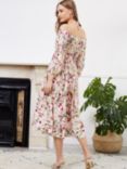 Baukjen Jessica Floral Print Bardot Midi Dress, Pink Meadow