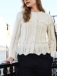 Baukjen Francine Textured Cardigan, Cream, Cream