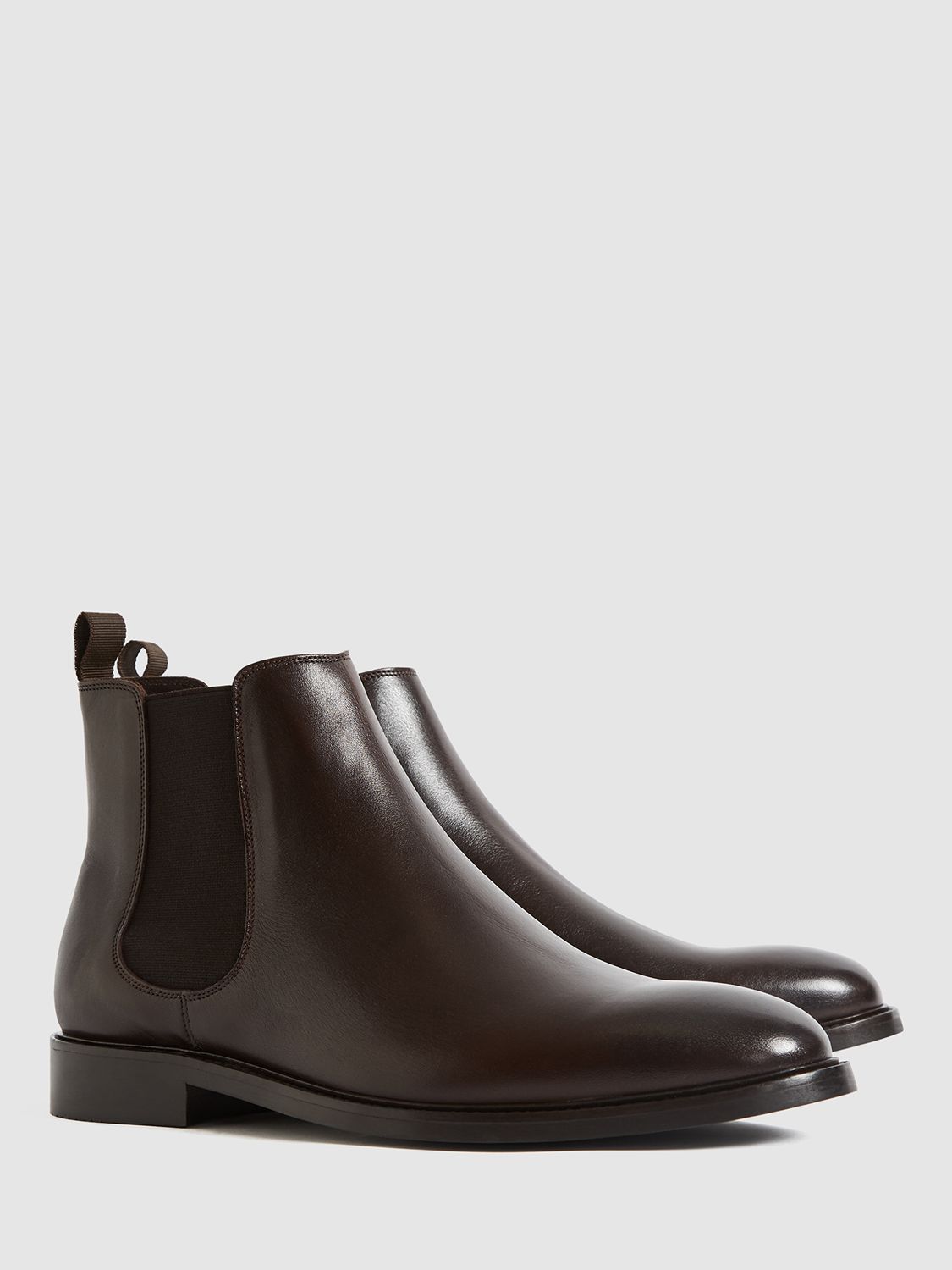 Reiss Tenor Leather Chelsea Boots, Black at John Lewis & Partners