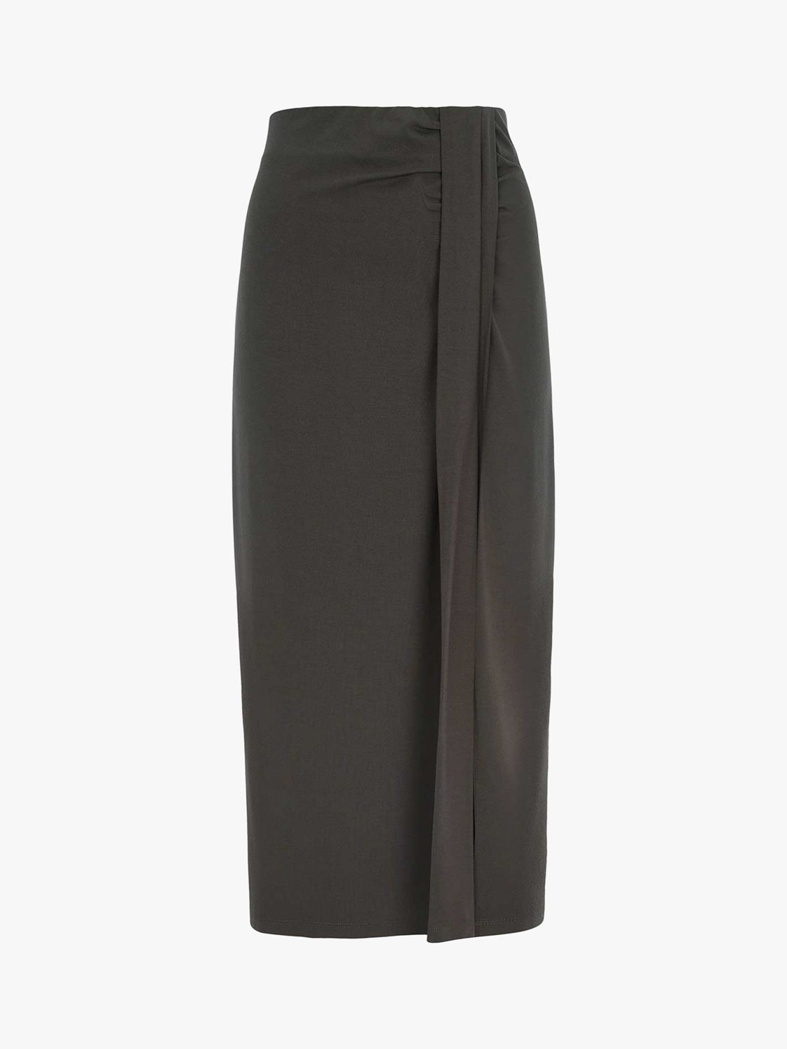 Mint Velvet Drape Midi Skirt, Khaki, 6