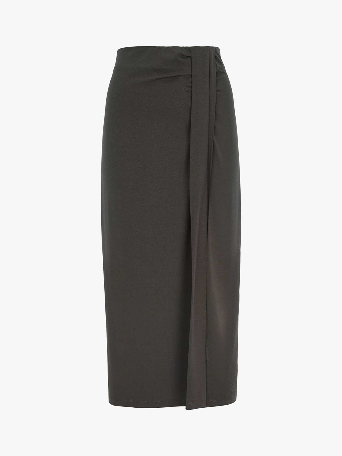 Mint Velvet Drape Midi Skirt, Khaki