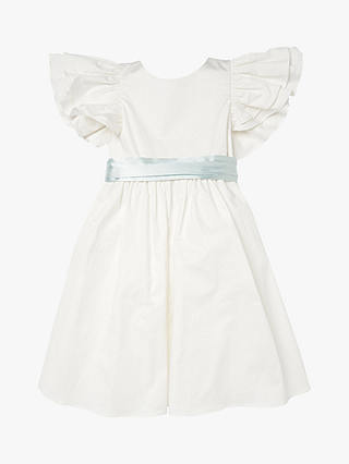 Angel & Rocket Kids' Sylvie Ruffle Sleeve Bridesmaid Dress, Ivory/Sage