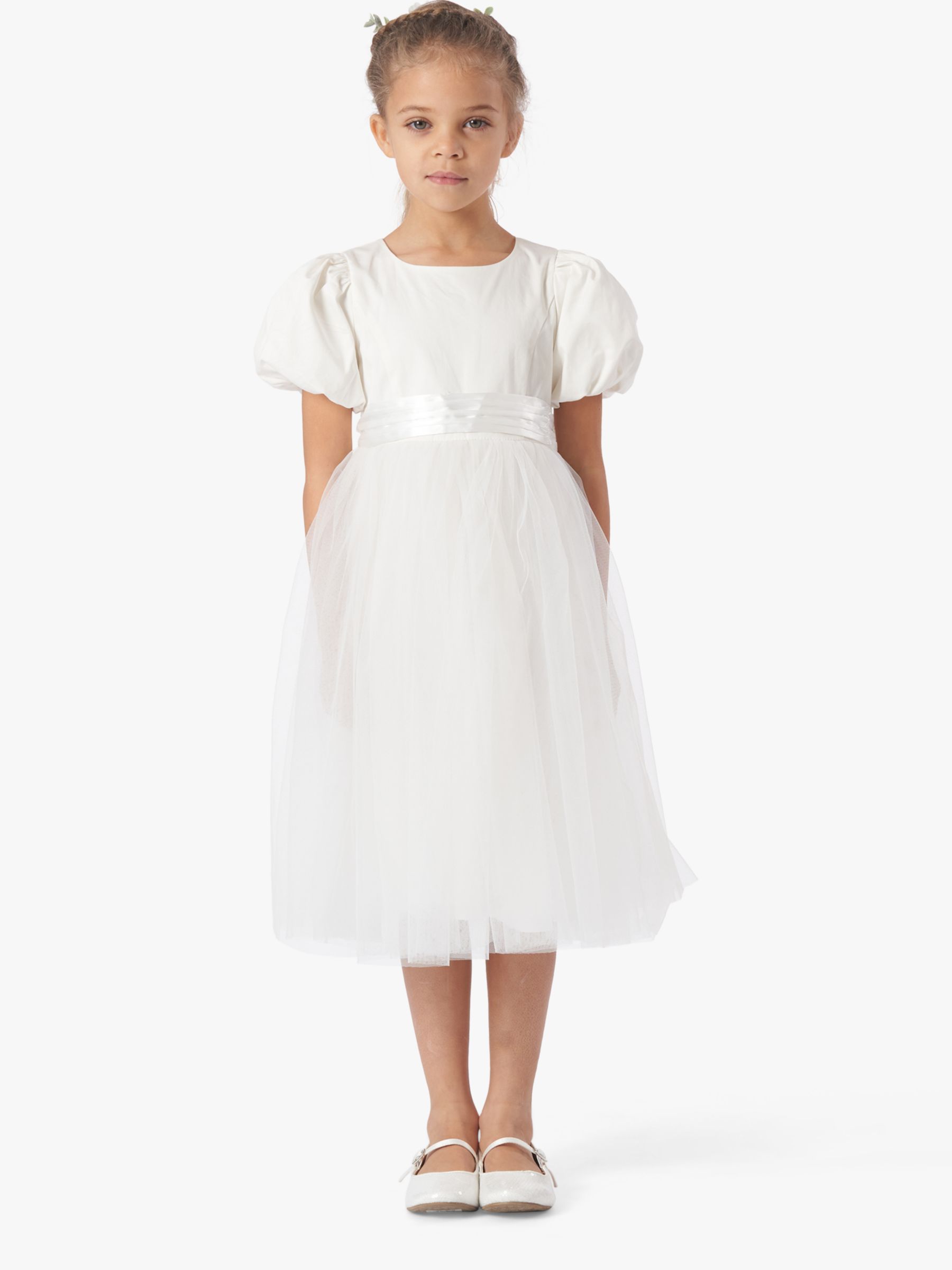 Angel & Rocket Kids' Celine Tafetta Bridesmaid Dress, Ivory, 2 years