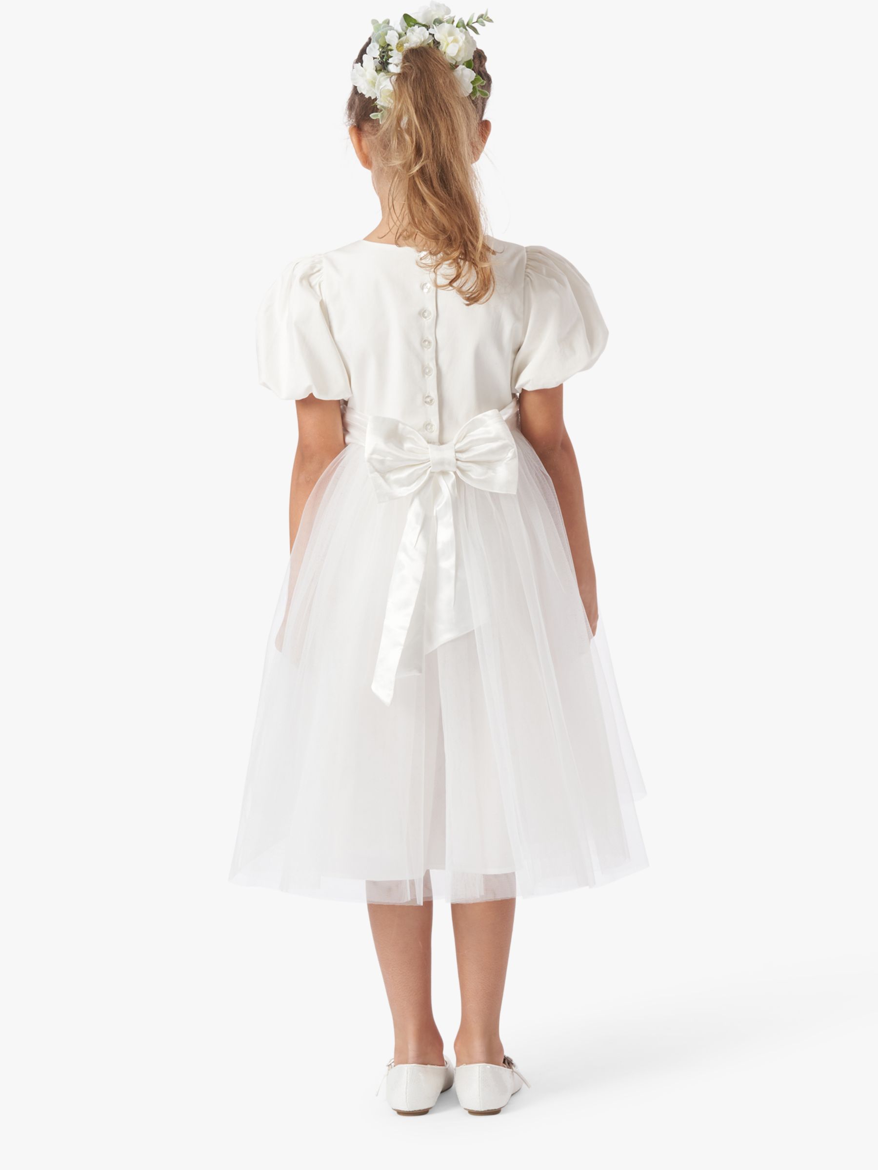 Angel & Rocket Kids' Celine Tafetta Bridesmaid Dress, Ivory, 2 years