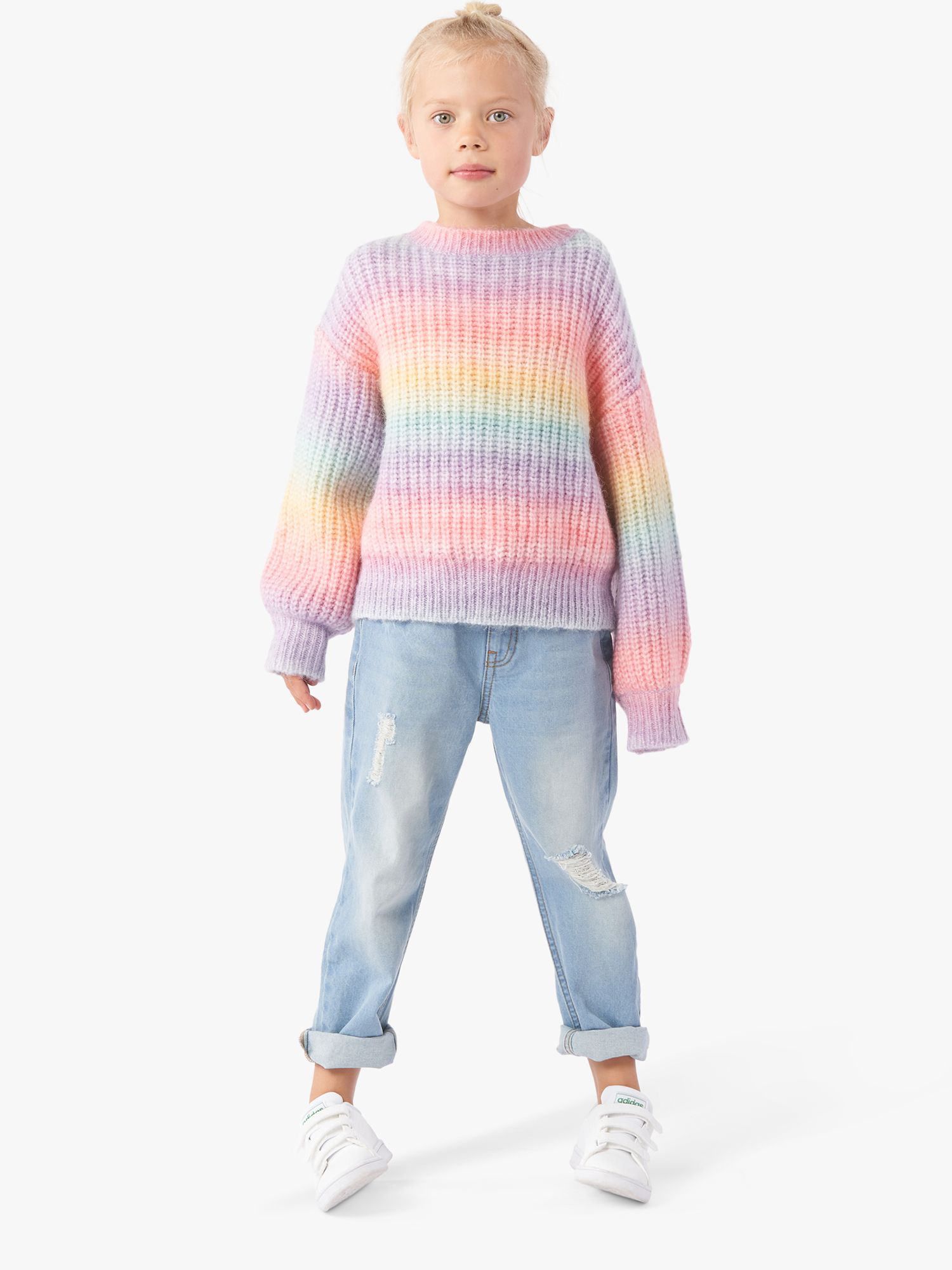 Angel & Rocket Kids' Nova Rainbow Knit Jumper, Multi at John Lewis ...