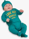Angel & Rocket Baby Rafa Slogan Sleepsuit, Green, Green