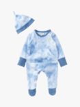Angel & Rocket Baby Tie-Dye Face Sleepsuit & Hat, Blue