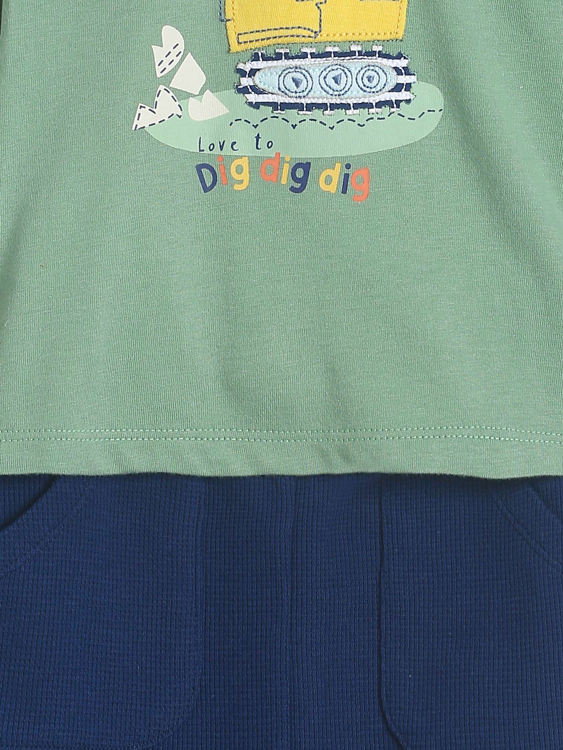 Buy Mini Cuddles Baby Digger Top & Trousers Set, Green Online at johnlewis.com