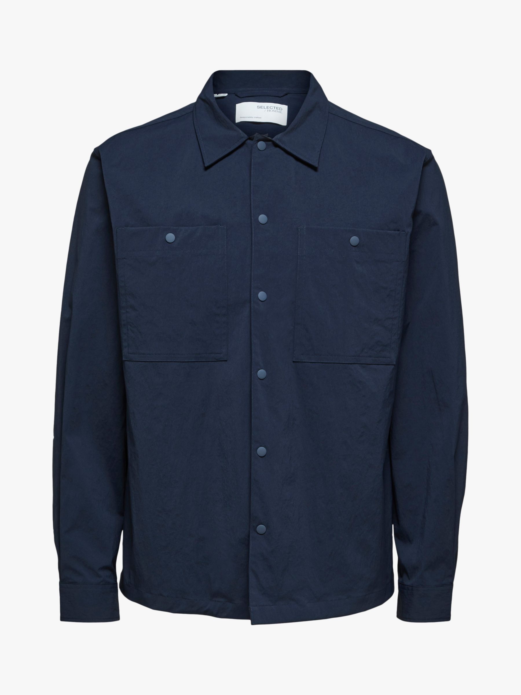 SELECTED HOMME Long Sleeve Shirt, Dark Sapphire at John Lewis & Partners