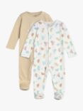Mini Cuddles Baby Nature Sleepsuit, Pack of 2, Biscuit