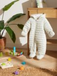 John Lewis ANYDAY Baby Raindrop Quilted Shower Resistant Snowsuit, White