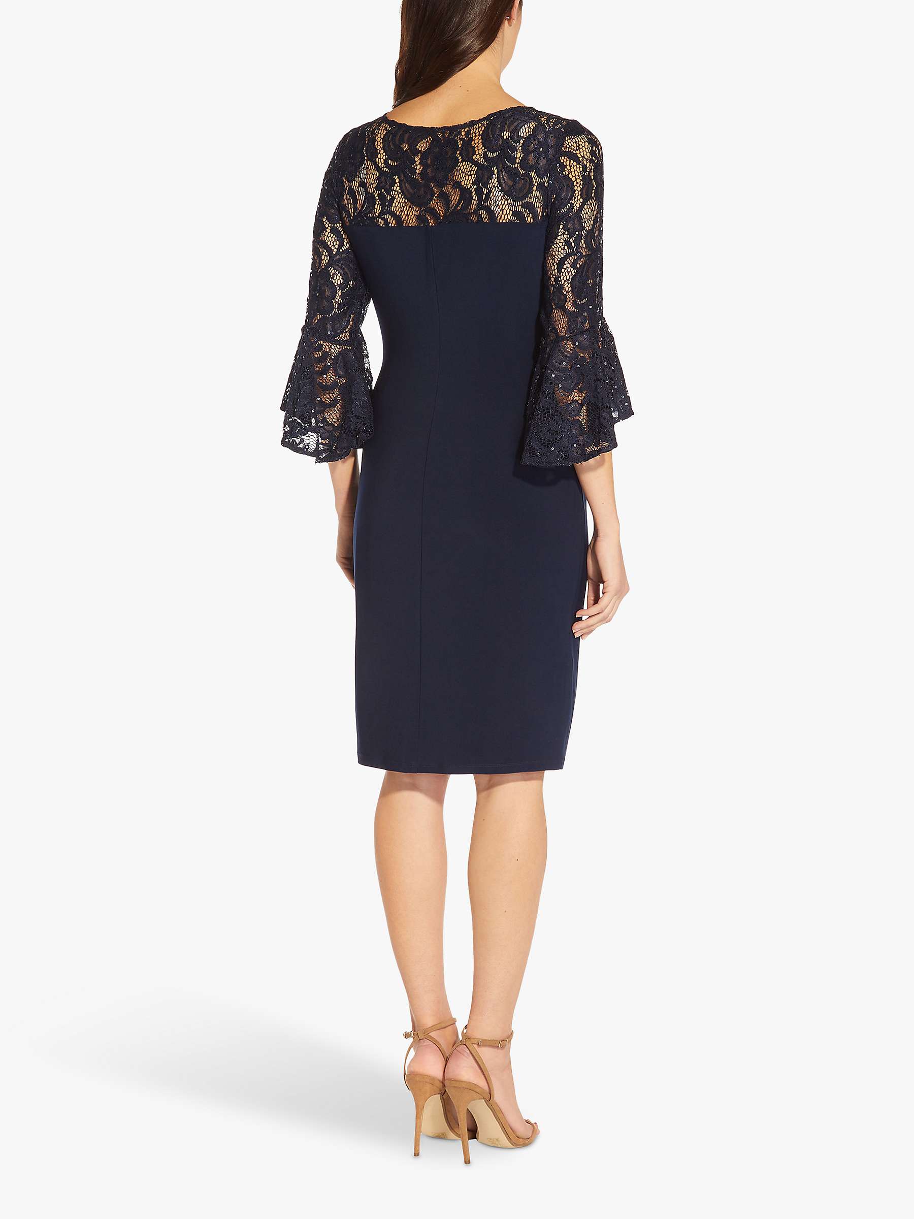 Buy Adrianna Papell Lace Jersey Knee Length Sheath Dress, Midnight Blue Online at johnlewis.com