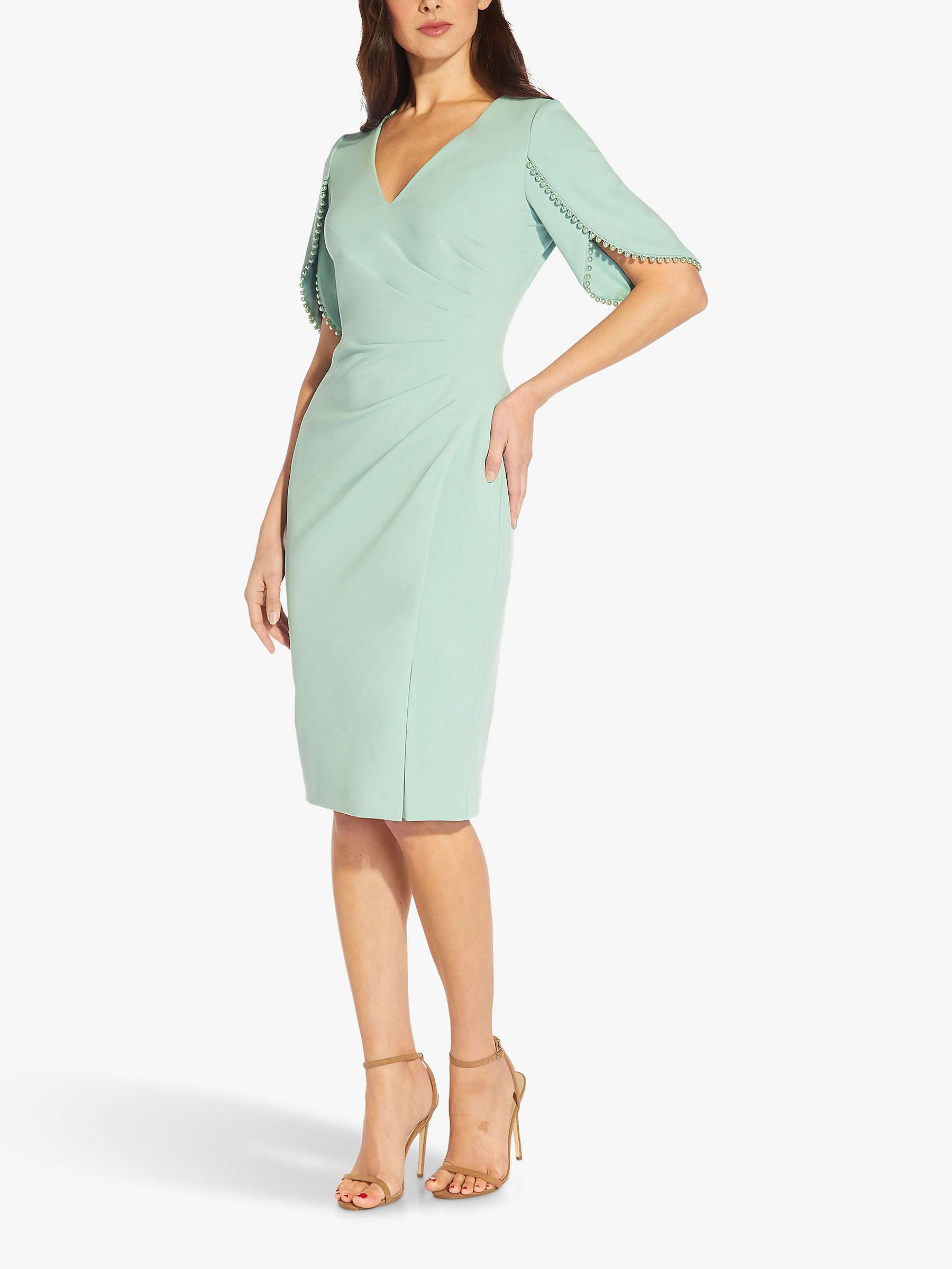 Buy Adrianna Papell Knit Crepe Pearl Dress, Cloudy Aqua Online at johnlewis.com