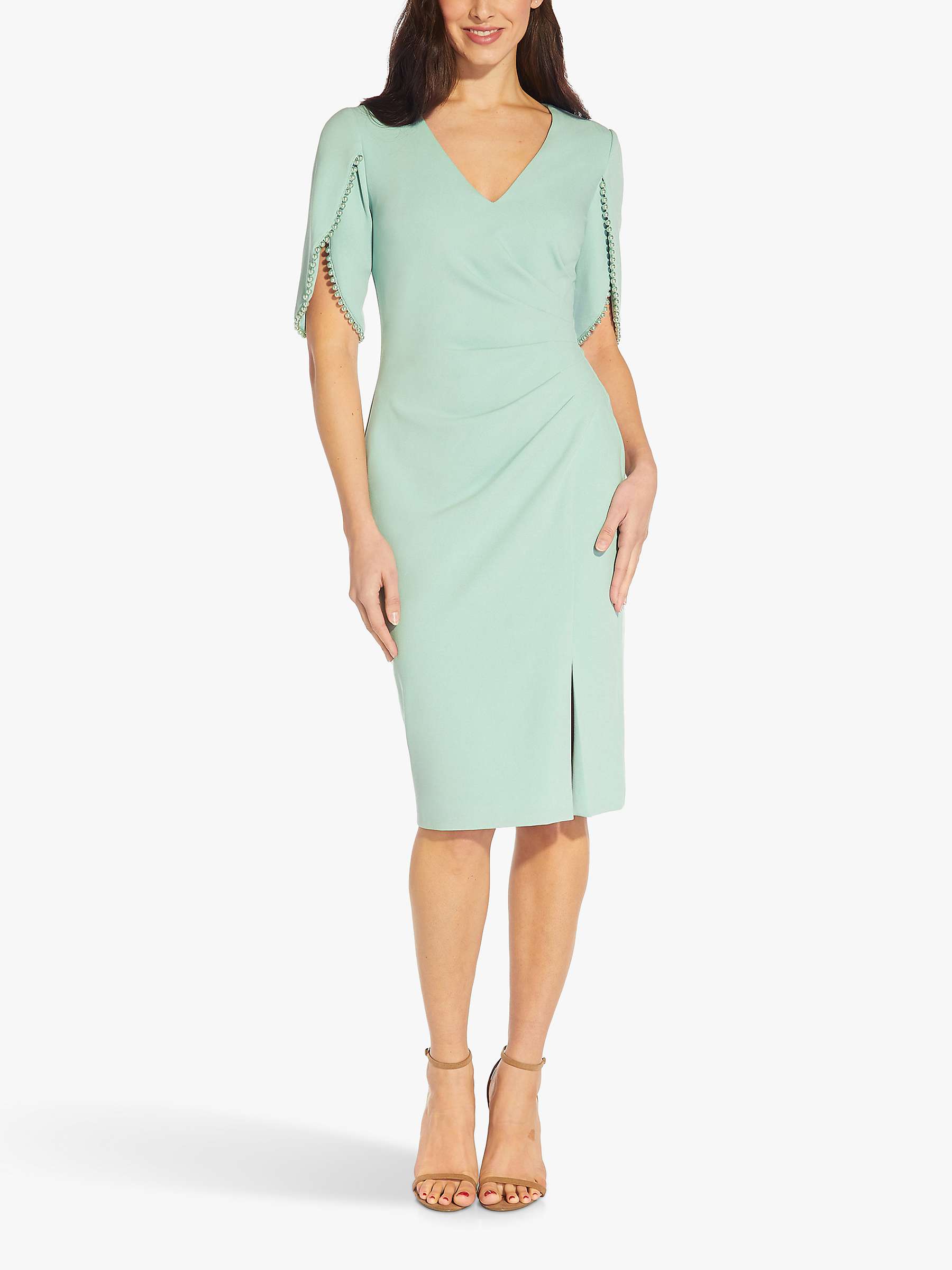 Buy Adrianna Papell Knit Crepe Pearl Dress, Cloudy Aqua Online at johnlewis.com