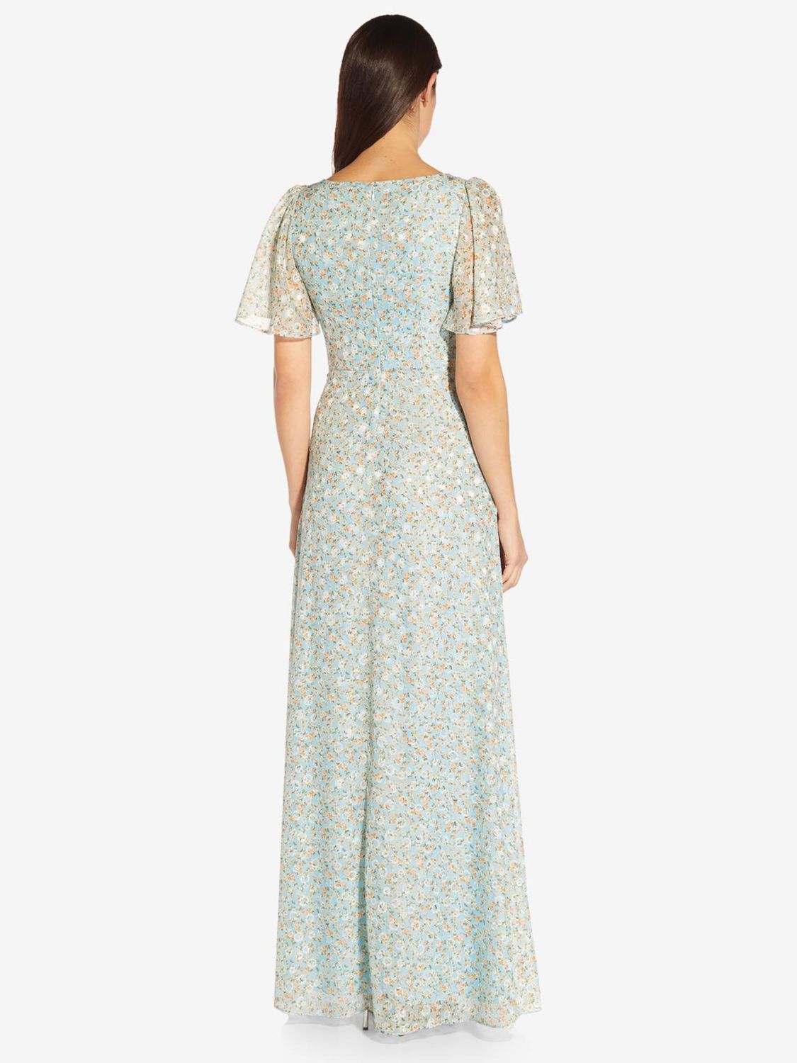 Adrianna Papell Floral Chiffon Maxi Dress, Skyway/Multi at John Lewis ...