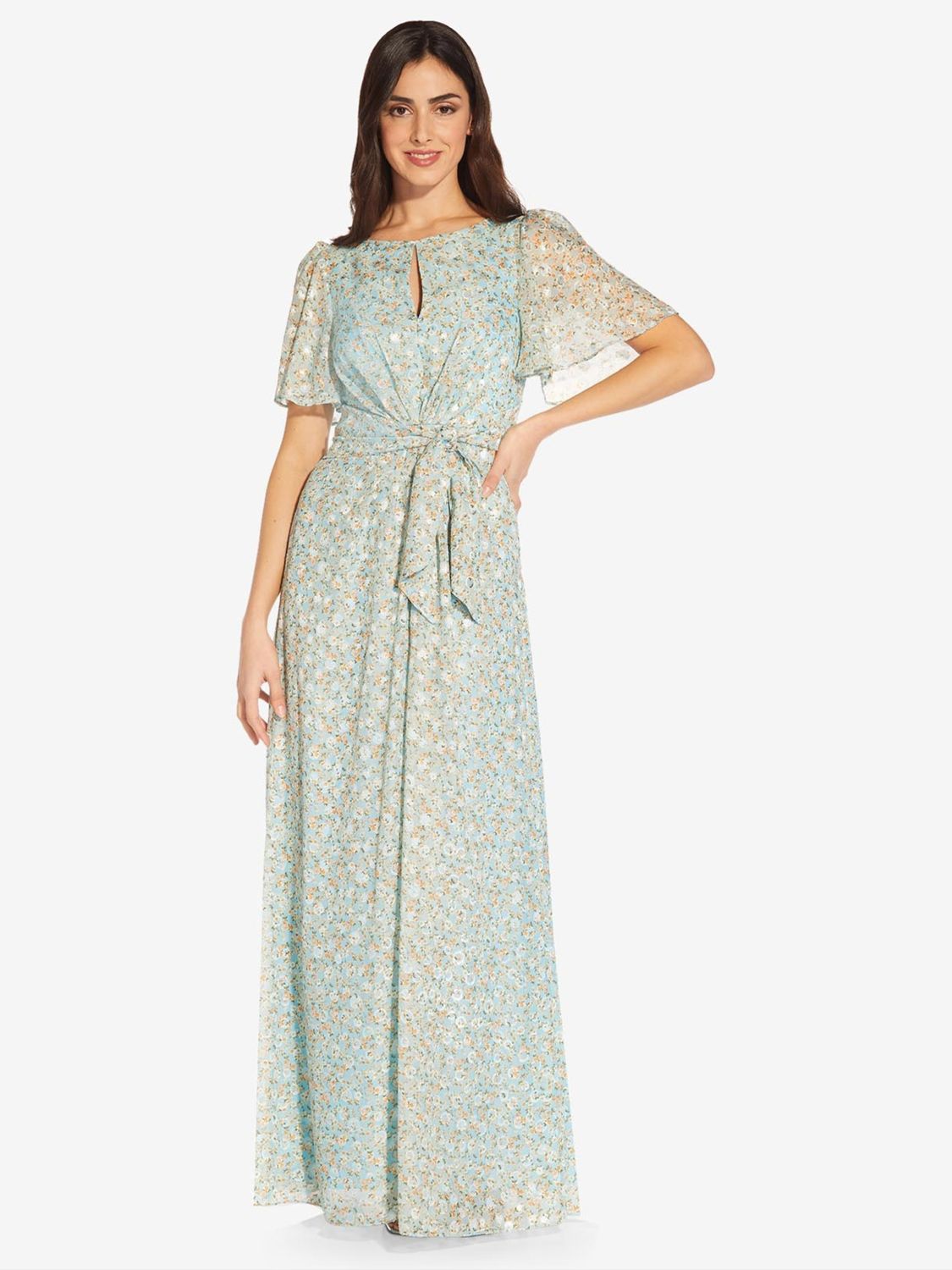 Adrianna Papell Floral Chiffon Maxi Dress Skyway Multi at John