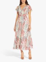 Adrianna Papell Floral Print Midi Dress Pink Multi at John Lewis