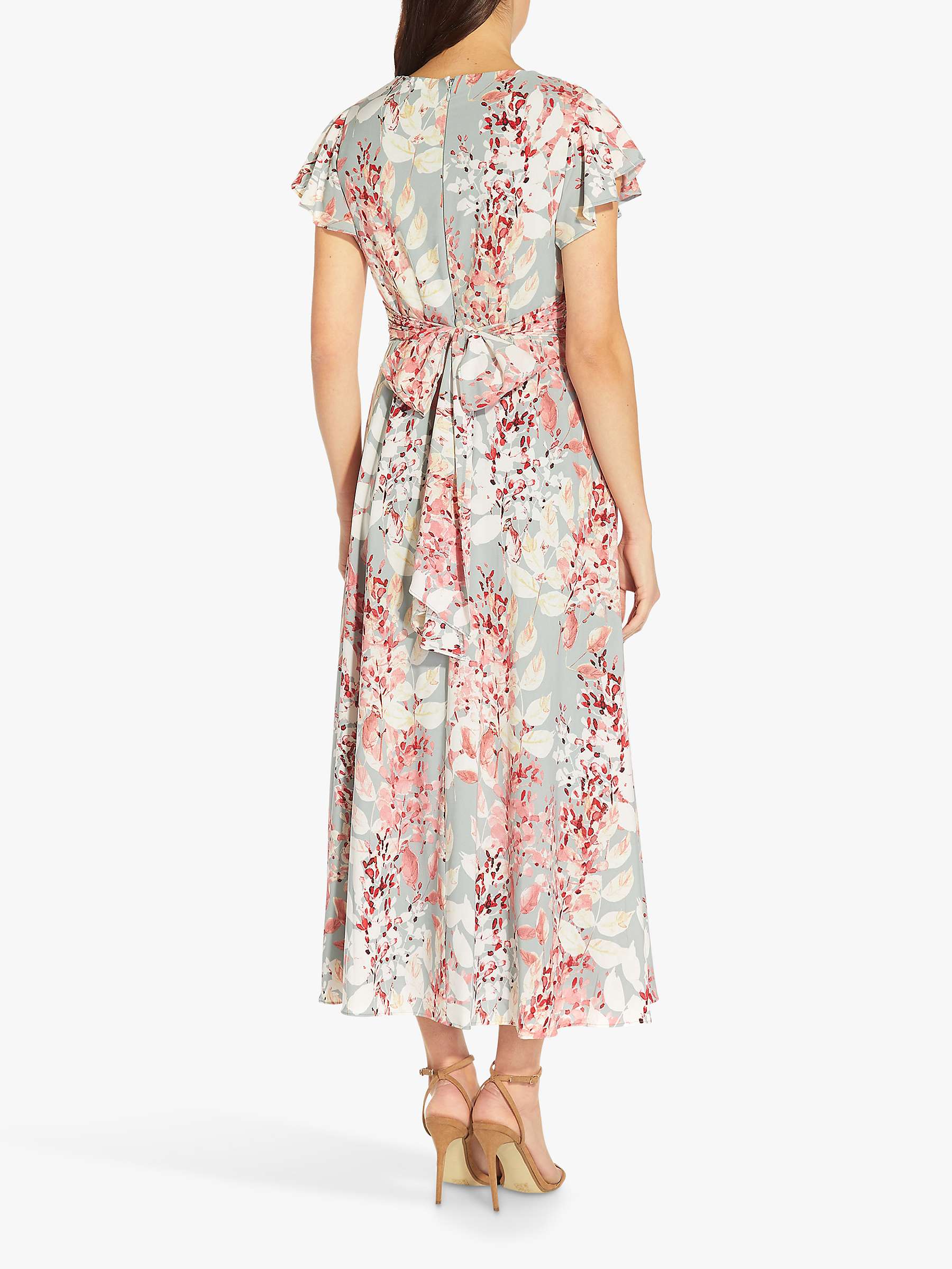 Buy Adrianna Papell Floral Print Midi Dress, Aqua/Multi Online at johnlewis.com