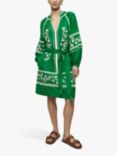 Jigsaw Linen Blend Broderie Tunic Dress, Green