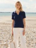 NRBY Hannah Cashmere Blend Polo Shirt, Navy