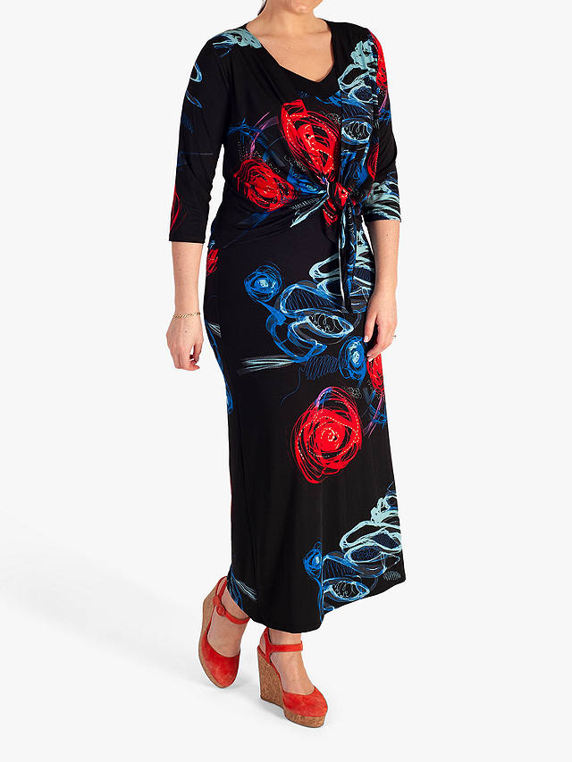 chesca Abstract Print Sleeveless Maxi Dress, Black/Multi