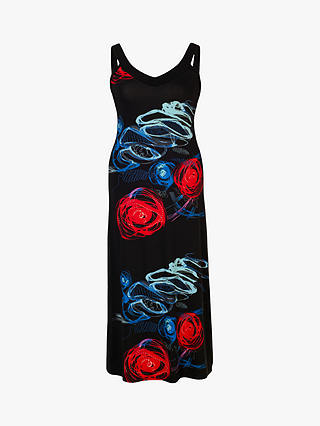 chesca Abstract Print Sleeveless Maxi Dress, Black/Multi
