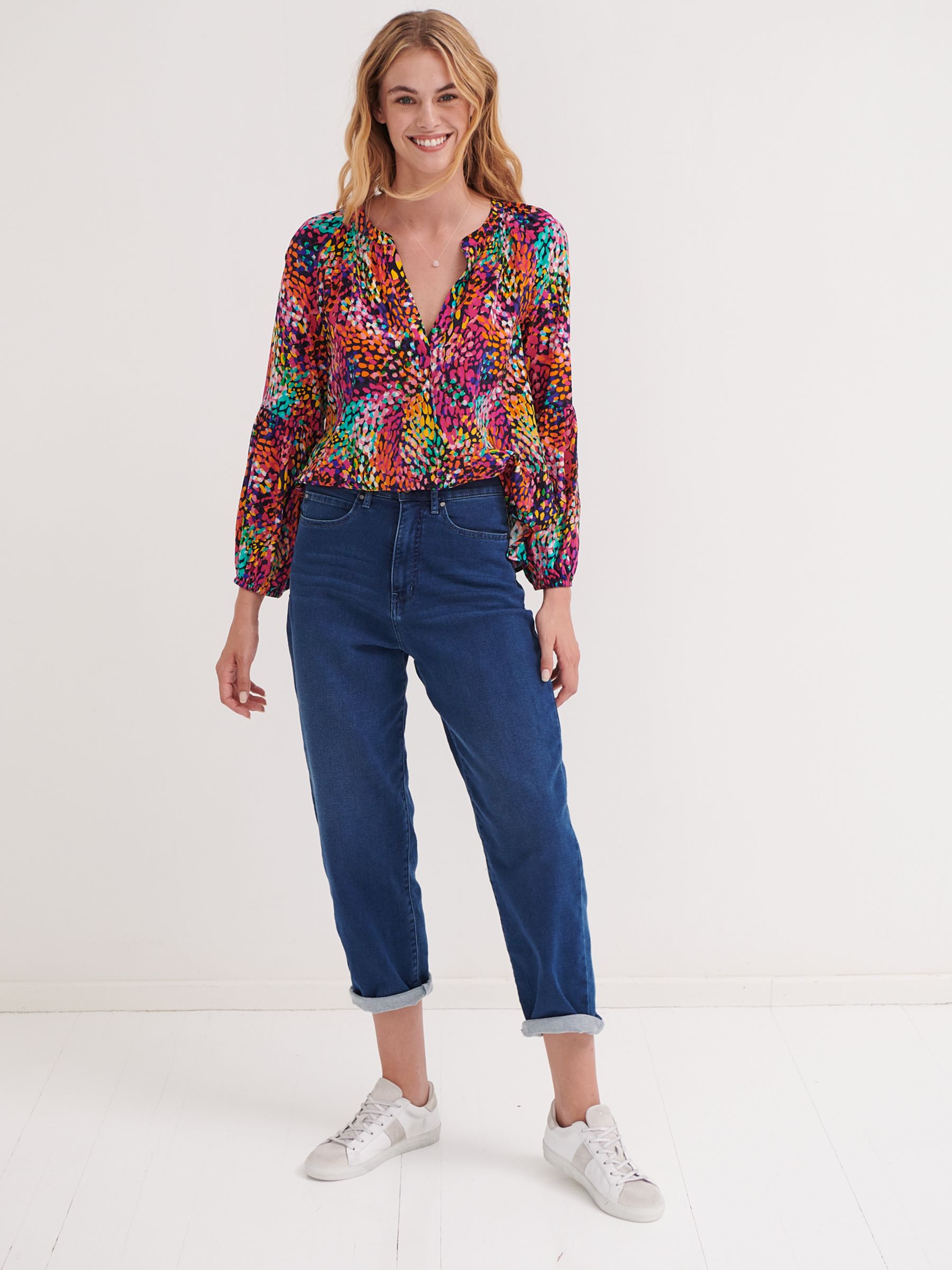 NRBY Ophelia Dapple Print Silk Blouse, Red/Multi at John Lewis & Partners